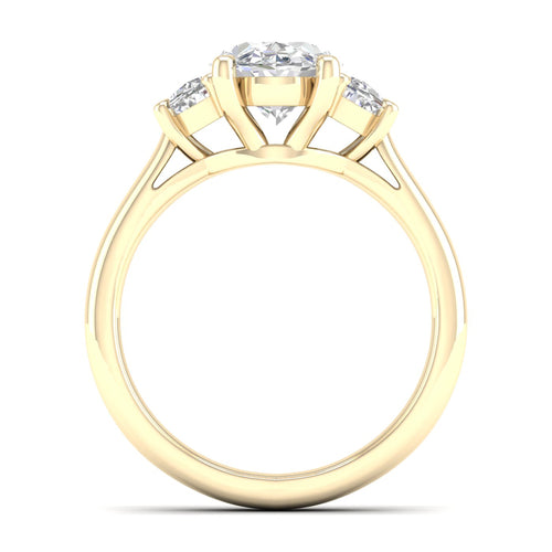 2 1/2 ctw Oval Halfmoon Three Stone Ring