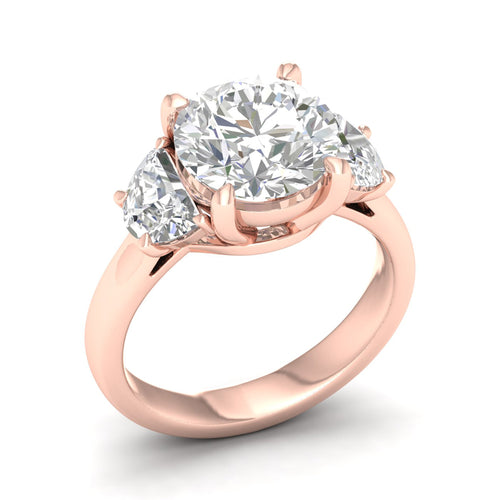 5 Ctw Round Halfmoon Three Stone Ring