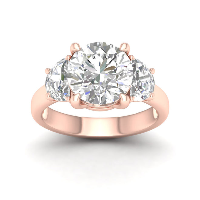 5 Ctw Round Halfmoon Three Stone Ring