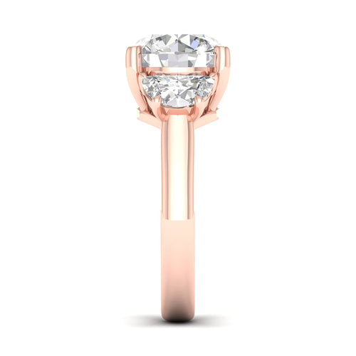 5 Ctw Round Halfmoon Three Stone Ring