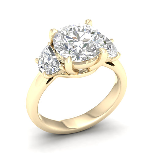 5 Ctw Round Halfmoon Three Stone Ring
