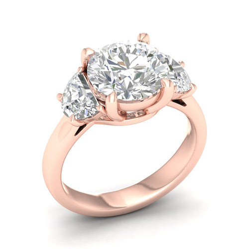 3 3/4 Ctw Round Half Moon Three Stone Ring