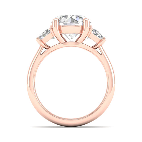 3 3/4 Ctw Round Half Moon Three Stone Ring