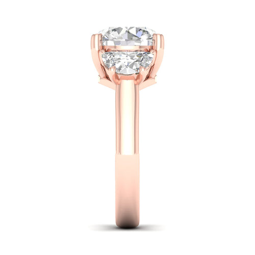 3 3/4 Ctw Round Half Moon Three Stone Ring