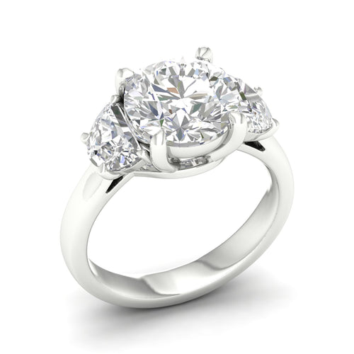 3 3/4 Ctw Round Half Moon Three Stone Ring
