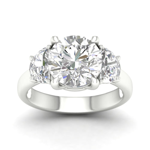 3 3/4 Ctw Round Half Moon Three Stone Ring