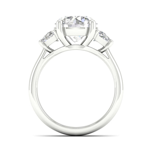 3 3/4 Ctw Round Half Moon Three Stone Ring