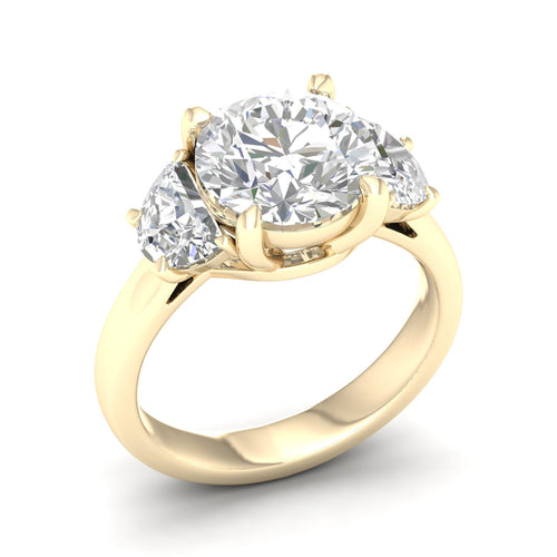 3 3/4 Ctw Round Half Moon Three Stone Ring