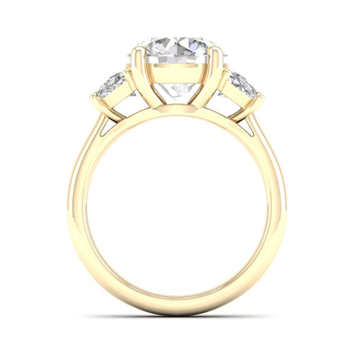 3 3/4 Ctw Round Half Moon Three Stone Ring