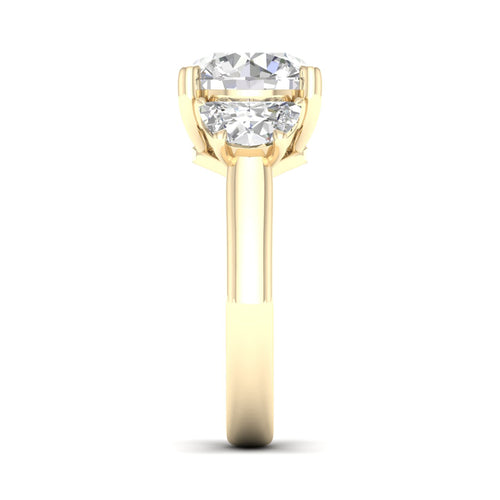3 3/4 Ctw Round Half Moon Three Stone Ring