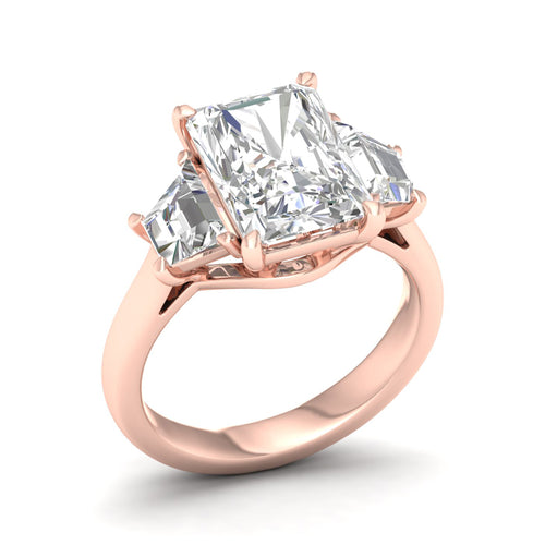 3 5/8 Ctw Radiant Side Stone Three Stone Ring