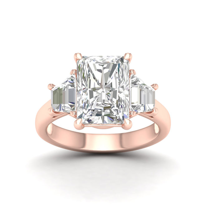 3 5/8 Ctw Radiant Side Stone Three Stone Ring