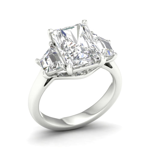 3 5/8 Ctw Radiant Side Stone Three Stone Ring