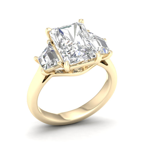 3 5/8 Ctw Radiant Side Stone Three Stone Ring