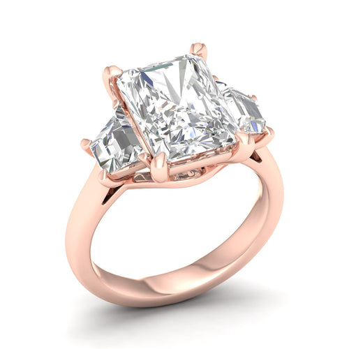 5 1/4 Ctw Emerald Side Stone Three Stone Ring
