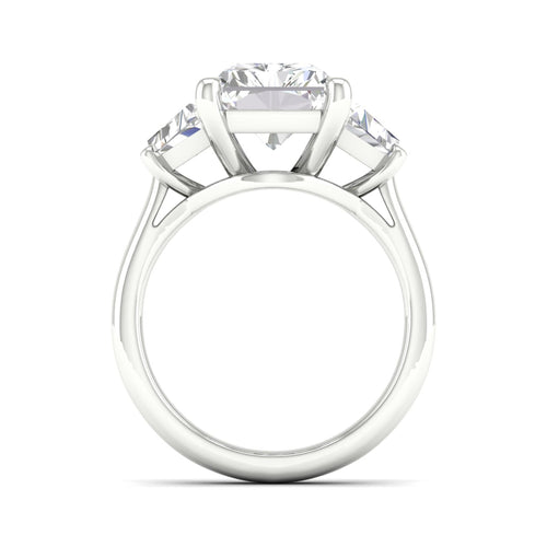 5 1/4 Ctw Emerald Side Stone Three Stone Ring