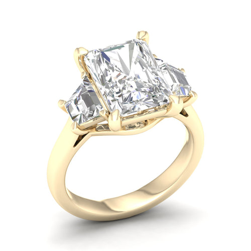 5 1/4 Ctw Emerald Side Stone Three Stone Ring