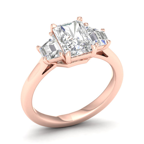 2 3/4 Ctw Radiant Side Stone Three Stone Ring