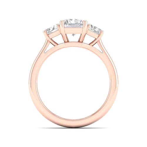2 3/4 Ctw Radiant Side Stone Three Stone Ring