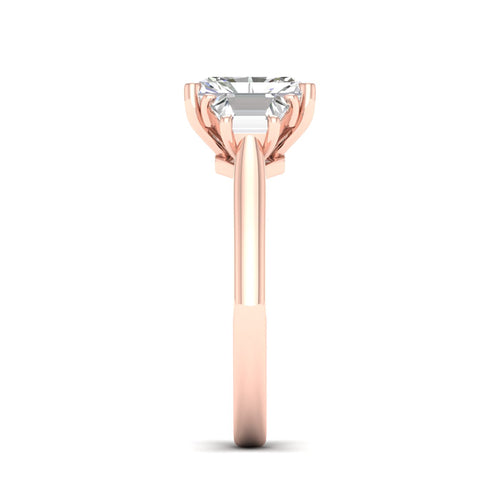 2 3/4 Ctw Radiant Side Stone Three Stone Ring