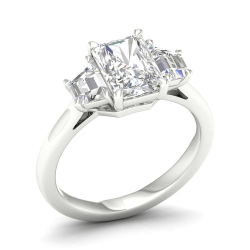 2 3/4 Ctw Radiant Side Stone Three Stone Ring