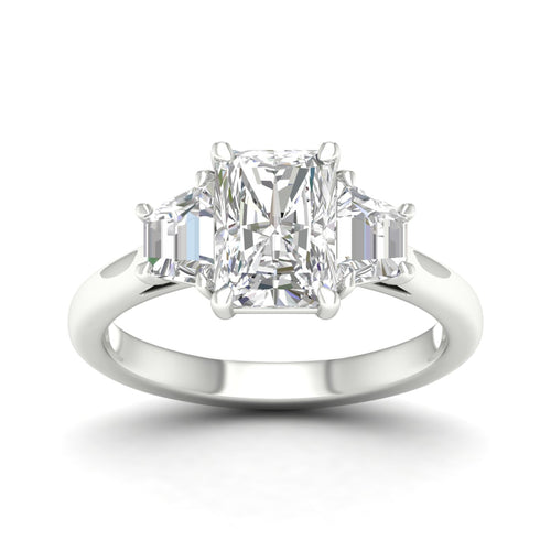 2 3/4 Ctw Radiant Side Stone Three Stone Ring