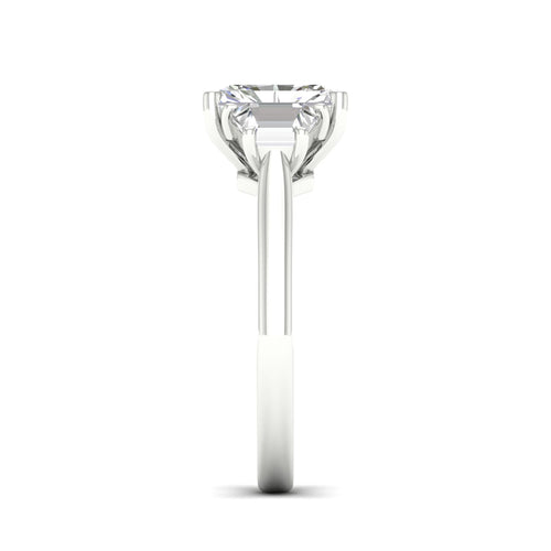 2 3/4 Ctw Radiant Side Stone Three Stone Ring