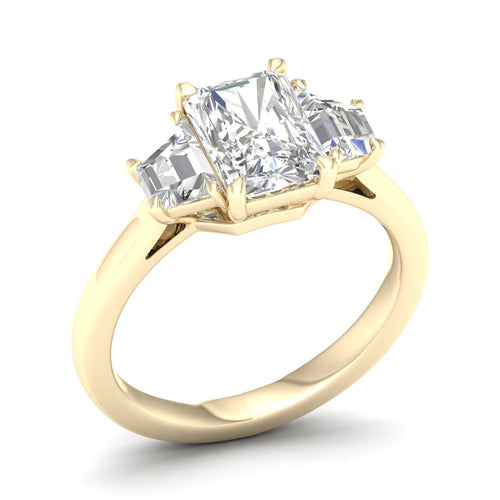 2 3/4 Ctw Radiant Side Stone Three Stone Ring