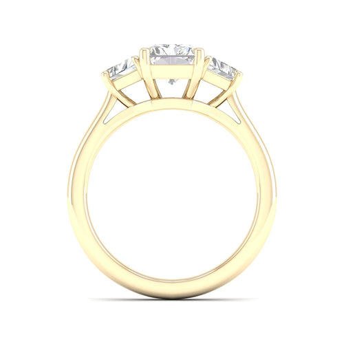 2 3/4 Ctw Radiant Side Stone Three Stone Ring
