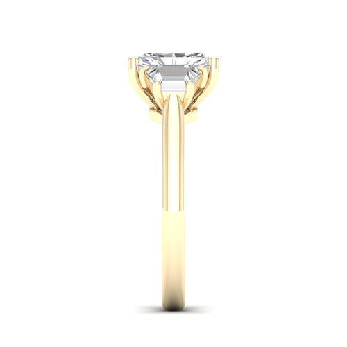 2 3/4 Ctw Radiant Side Stone Three Stone Ring