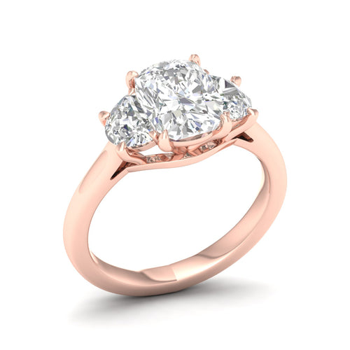 2 5/8 ctw Cushion Side Stone Three Stone Ring