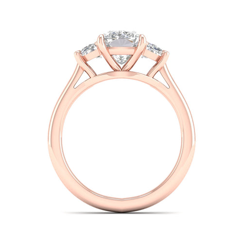 2 5/8 ctw Cushion Side Stone Three Stone Ring