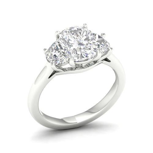 2 5/8 ctw Cushion Side Stone Three Stone Ring