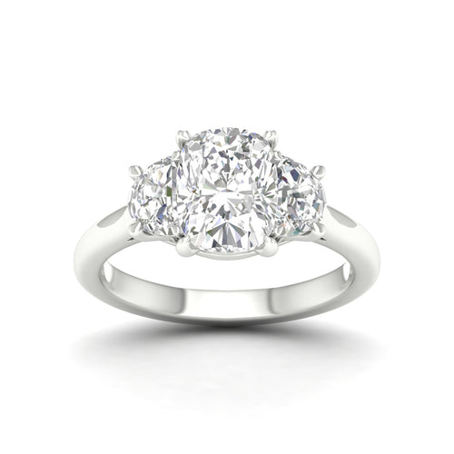 2 5/8 ctw Cushion Side Stone Three Stone Ring