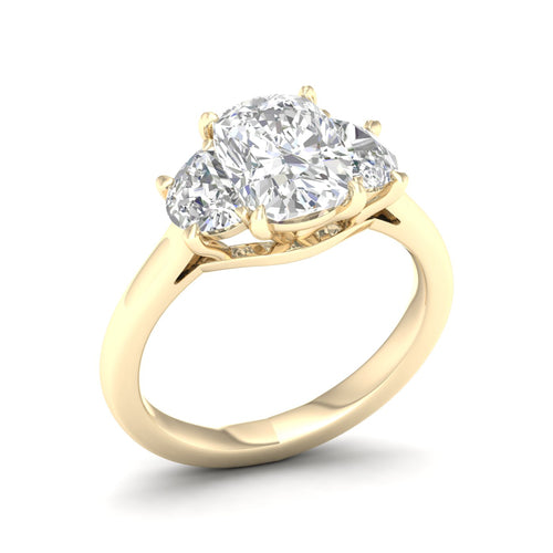 2 5/8 ctw Cushion Side Stone Three Stone Ring