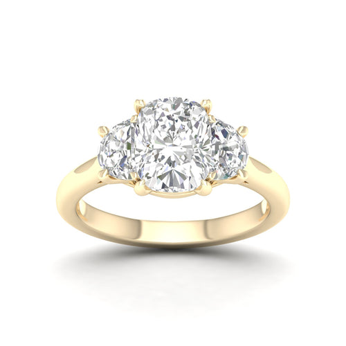 2 5/8 ctw Cushion Side Stone Three Stone Ring