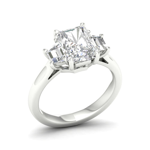 2 1/2 ctw Emerald Trillion Side Stone Three Stone Ring