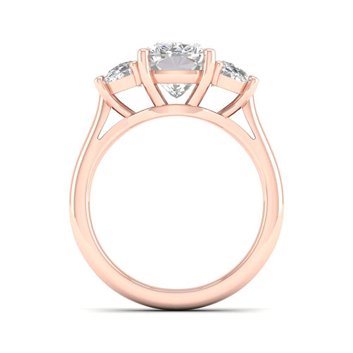 4 ctw Cushion Side Stone Three Stone Ring