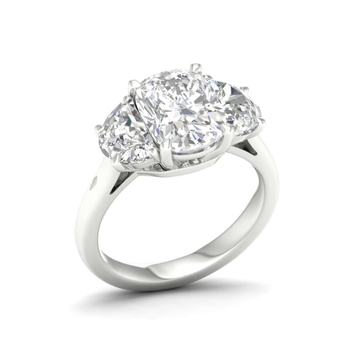 4 ctw Cushion Side Stone Three Stone Ring