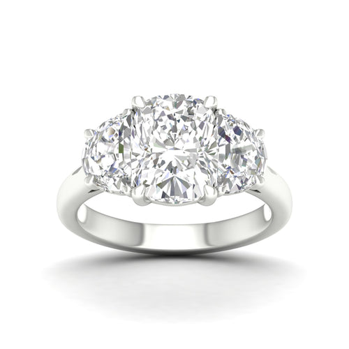 4 ctw Cushion Side Stone Three Stone Ring