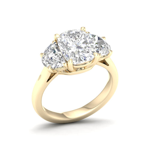 4 ctw Cushion Side Stone Three Stone Ring