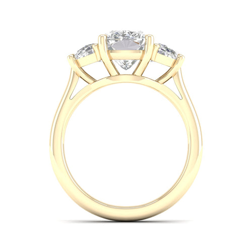 4 ctw Cushion Side Stone Three Stone Ring