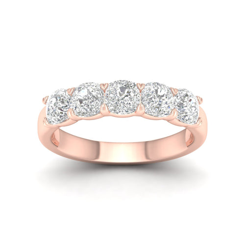 2 ctw Five Five Stone Lab Grown Cushion Anniversary Band
