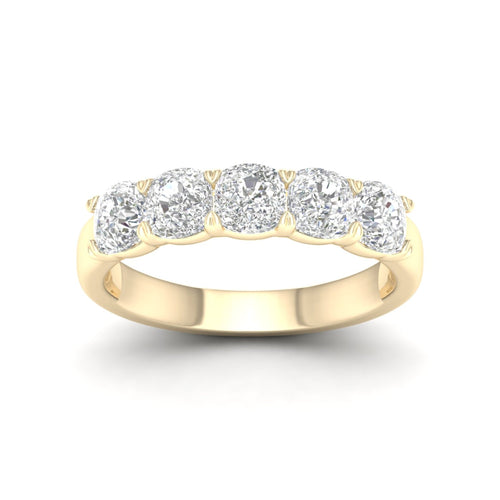 2 ctw Five Five Stone Lab Grown Cushion Anniversary Band