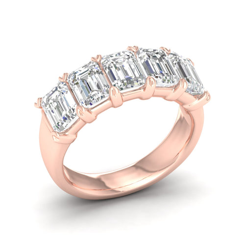 4 ctw Five Stone Lab Grown Emerald Anniversary Band