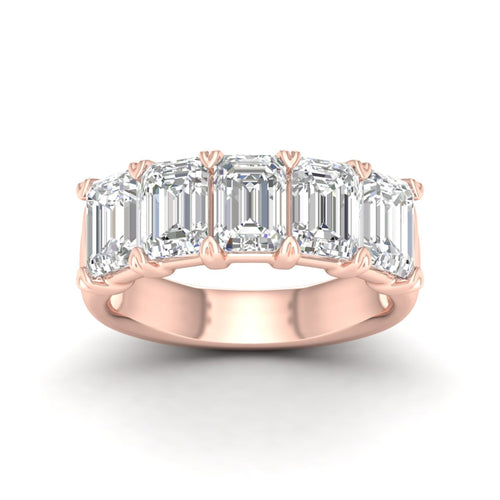 4 ctw Five Stone Lab Grown Emerald Anniversary Band