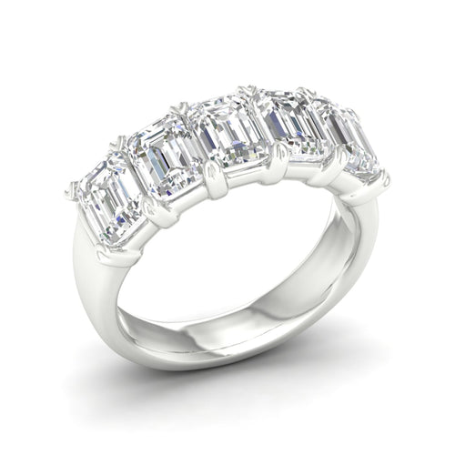 4 ctw Five Stone Lab Grown Emerald Anniversary Band
