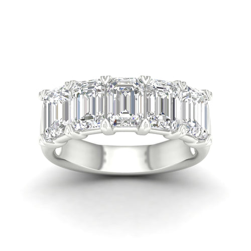 4 ctw Five Stone Lab Grown Emerald Anniversary Band