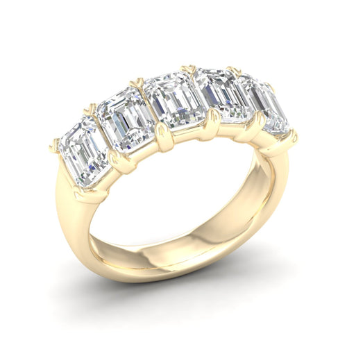 4 ctw Five Stone Lab Grown Emerald Anniversary Band