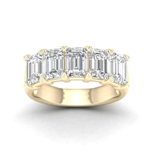 4 ctw Five Stone Lab Grown Emerald Anniversary Band
